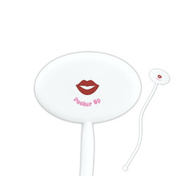 Lips (Pucker Up) 7" Oval Plastic Stir Sticks - White - Double Sided