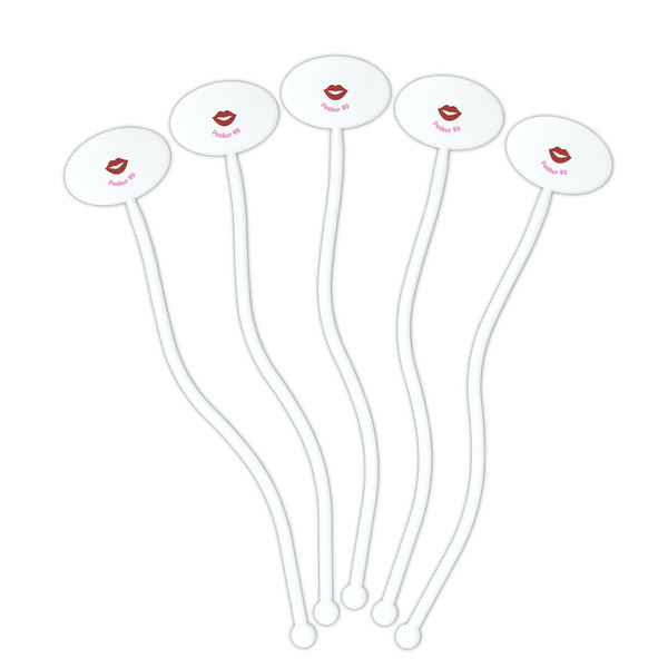 Lips (Pucker Up) White Plastic 7" Stir Stick - Oval - Fan