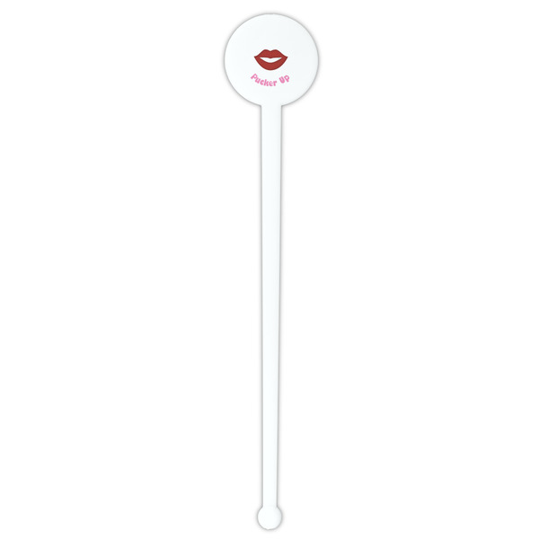 Lips (Pucker Up) White Plastic 7" Stir Stick - Round - Single Stick