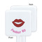 Lips (Pucker Up) White Plastic Stir Stick - Single Sided - Square - Approval