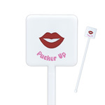 Lips (Pucker Up) Square Plastic Stir Sticks - Double Sided