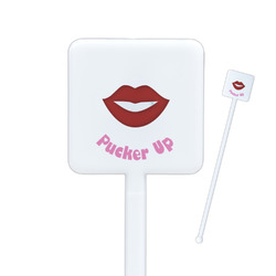 Lips (Pucker Up) Square Plastic Stir Sticks - Single Sided