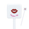 Lips (Pucker Up) White Plastic Stir Stick - Square - Closeup