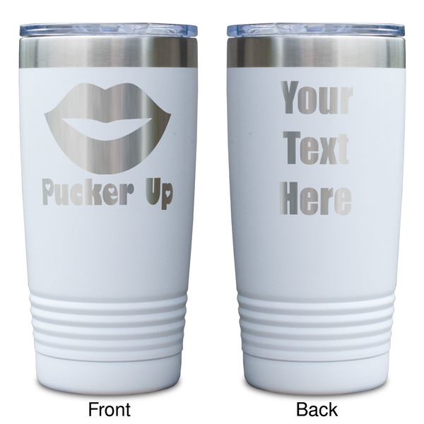 Lips (Pucker Up) White Polar Camel Tumbler - 20oz - Double Sided - Approval