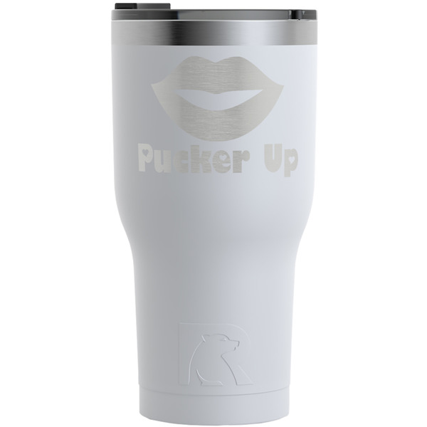 Custom Lips (Pucker Up) RTIC Tumbler - White - Engraved Front