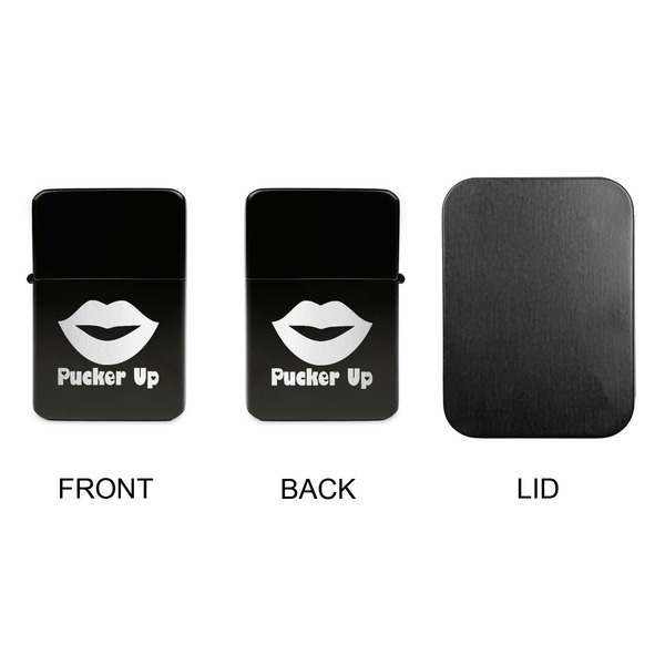 Lips (Pucker Up) Windproof Lighters - Black, Double Sided, no Lid - APPROVAL