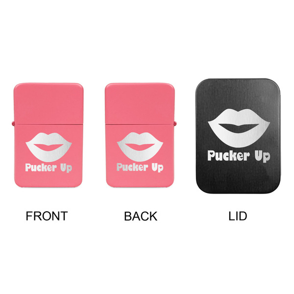 Lips (Pucker Up) Windproof Lighters - Pink, Double Sided, w Lid - APPROVAL