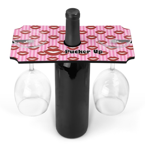 Custom Lips (Pucker Up) Wine Bottle & Glass Holder