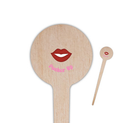 Lips (Pucker Up) 4" Round Wooden Food Picks - Single Sided