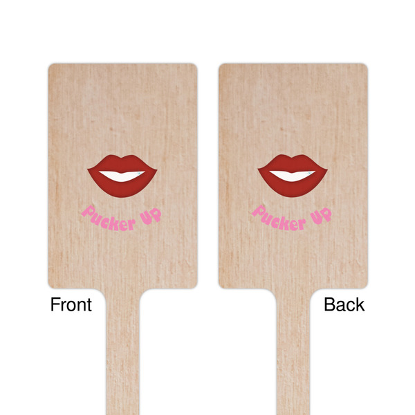 Lips (Pucker Up) Wooden 6.25" Stir Stick - Rectangular - Double Sided - Front & Back