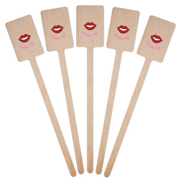 Lips (Pucker Up) Wooden 6.25" Stir Stick - Rectangular - Fan View