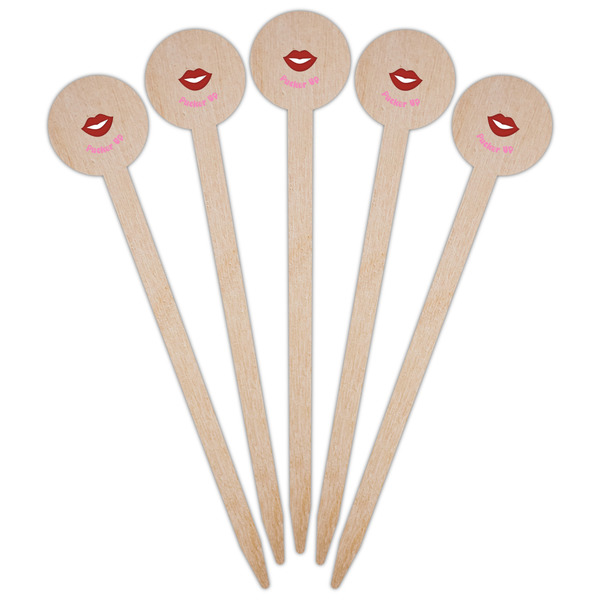 Lips (Pucker Up) Wooden 6" Food Pick - Round - Fan View