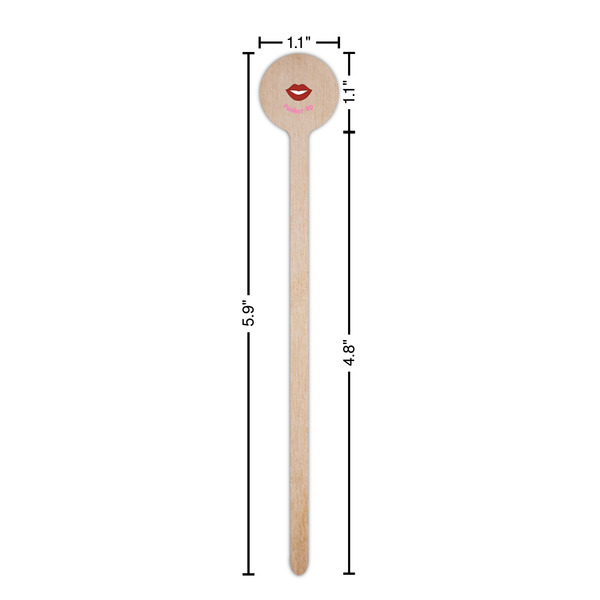 Lips (Pucker Up) Wooden 6" Stir Stick - Round - Dimensions