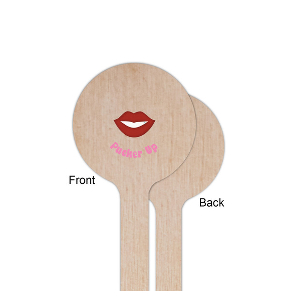 Lips (Pucker Up) Wooden 6" Stir Stick - Round - Single Sided - Front & Back
