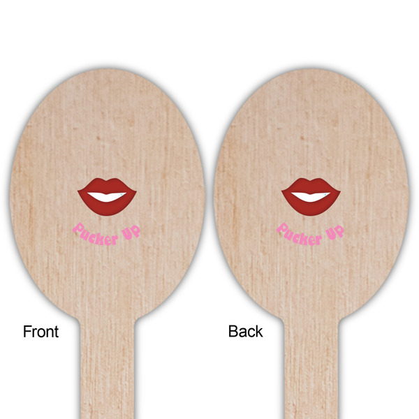Lips (Pucker Up) Wooden Food Pick - Oval - Double Sided - Front & Back