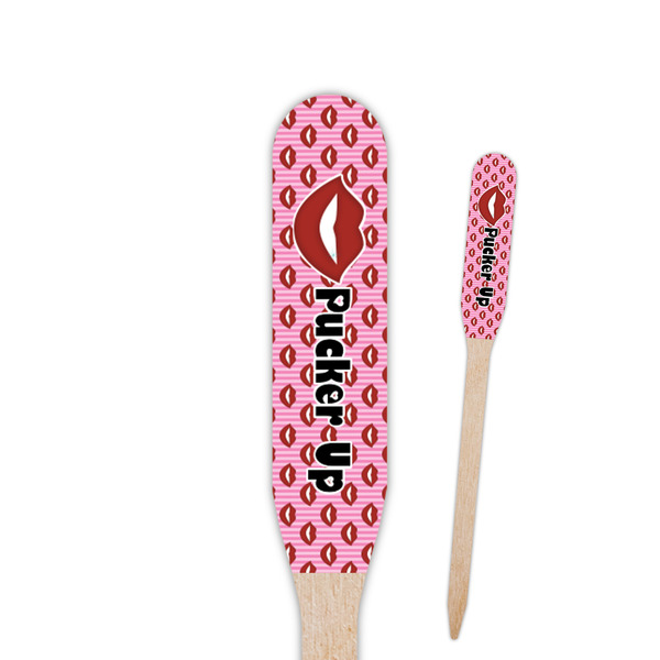 Custom Lips (Pucker Up) Paddle Wooden Food Picks - Double Sided