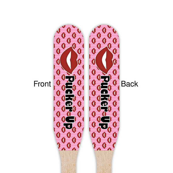 Lips (Pucker Up) Wooden Food Pick - Paddle - Double Sided - Front & Back