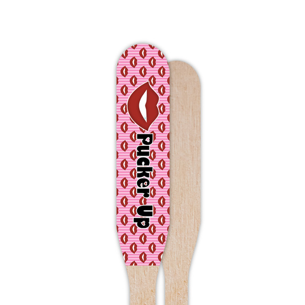 Lips (Pucker Up) Wooden Food Pick - Paddle - Single Sided - Front & Back