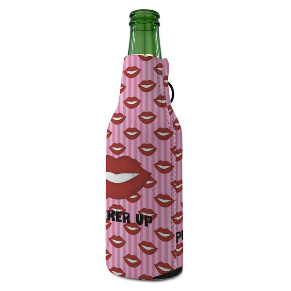 Lips (Pucker Up) Zipper Bottle Cooler - ANGLE (bottle)