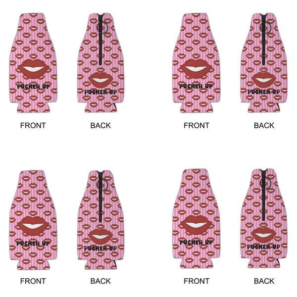 Lips (Pucker Up) Zipper Bottle Cooler - Set of 4 - APPROVAL