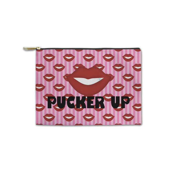 Custom Lips (Pucker Up) Zipper Pouch - Small - 8.5"x6"