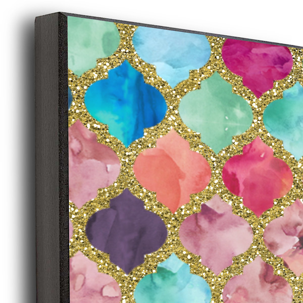 Glitter Moroccan Watercolor 11x14 Wood Print - Closeup