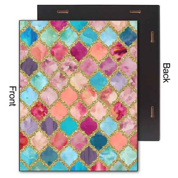 Glitter Moroccan Watercolor 11x14 Wood Print - Front & Back View