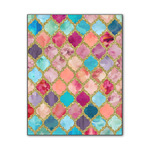 Glitter Moroccan Watercolor Wood Print - 11x14