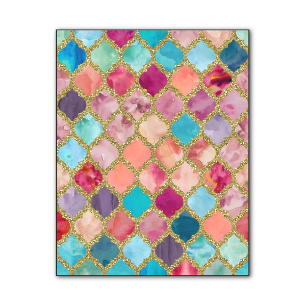 Custom Glitter Moroccan Watercolor Wood Print - 11x14