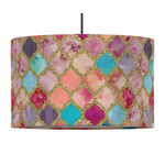 Glitter Moroccan Watercolor 12" Drum Pendant Lamp - Fabric