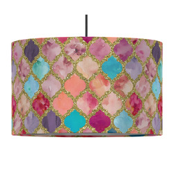 Glitter Moroccan Watercolor 12" Drum Pendant Lamp - Fabric