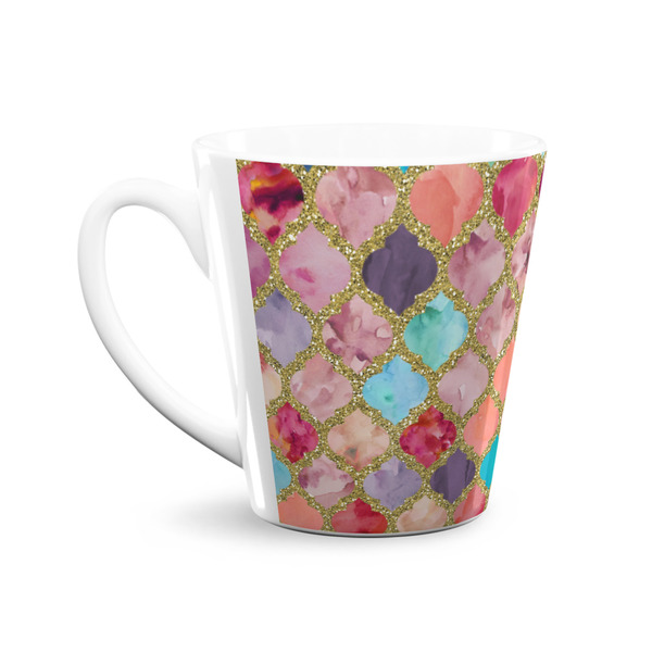 Glitter Moroccan Watercolor 12 Oz Latte Mug - Front