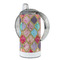 Glitter Moroccan Watercolor 12 oz Stainless Steel Sippy Cups - FULL (back angle)