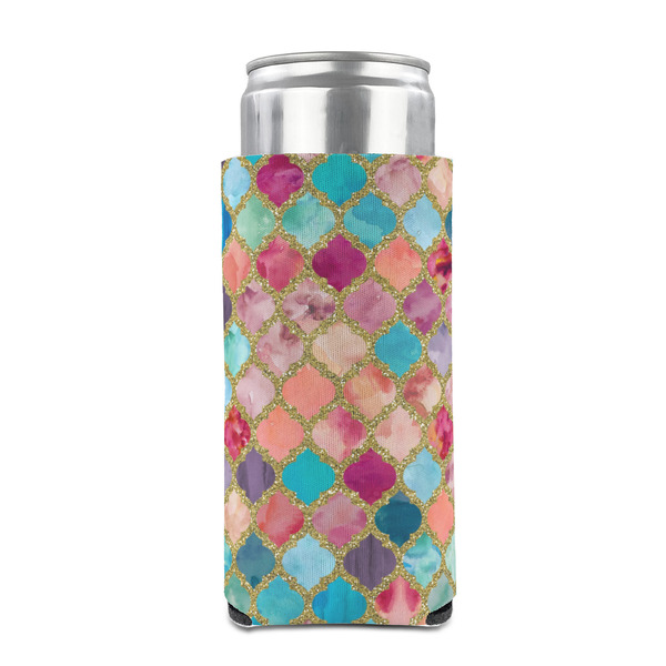 Glitter Moroccan Watercolor 12oz Tall Can Sleeve - FRONT (on can)