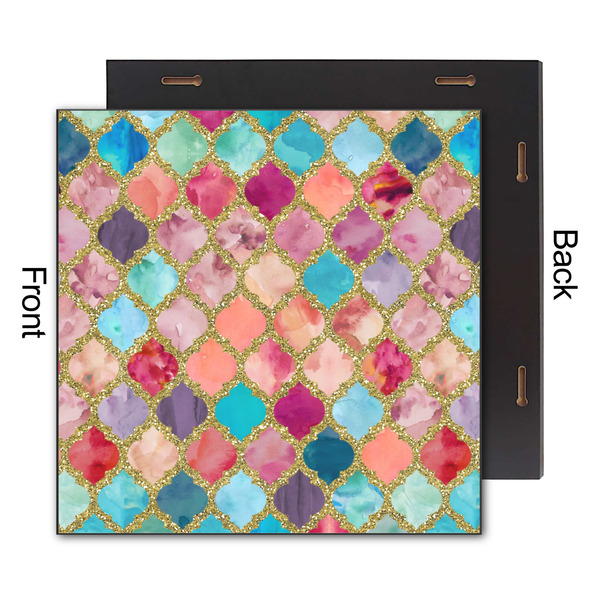 Glitter Moroccan Watercolor 12x12 Wood Print - Front & Back View