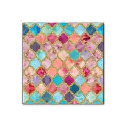 Glitter Moroccan Watercolor Wood Print - 12x12
