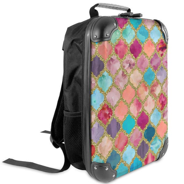 Custom Glitter Moroccan Watercolor Kids Hard Shell Backpack