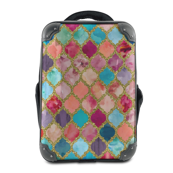 Custom Glitter Moroccan Watercolor 15" Hard Shell Backpack