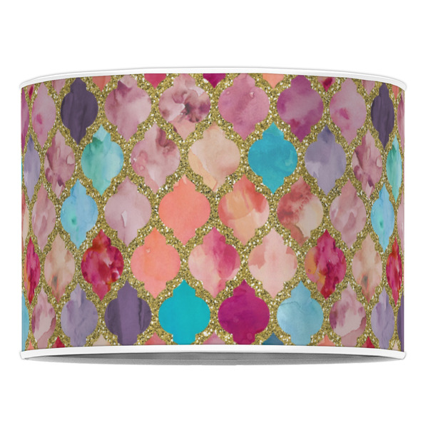Glitter Moroccan Watercolor 16" Drum Lampshade - FRONT (Poly Film)