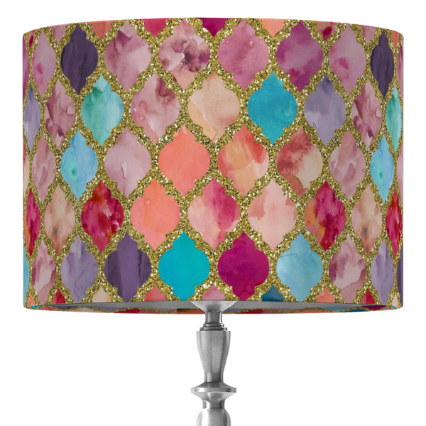 Custom Glitter Moroccan Watercolor 16" Drum Lamp Shade - Fabric