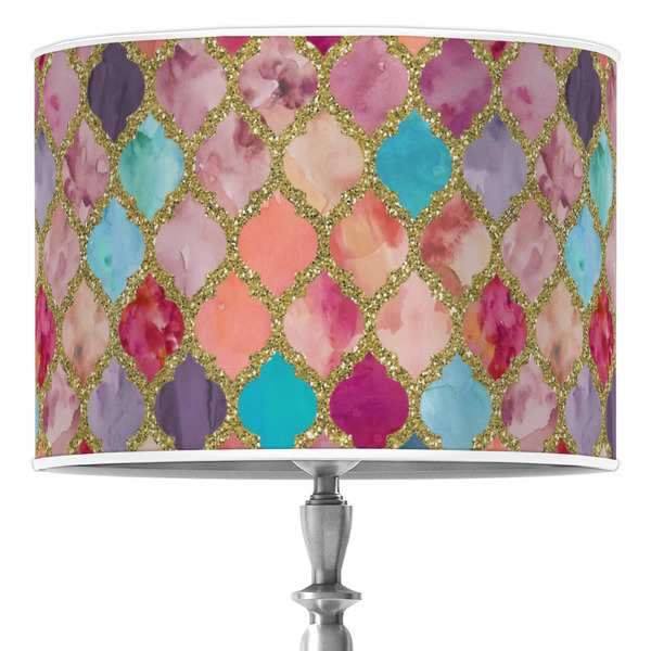 Custom Glitter Moroccan Watercolor Drum Lamp Shade