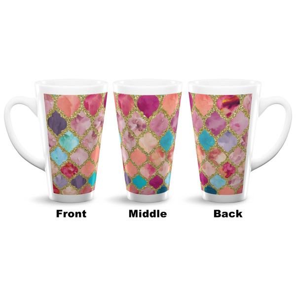 Glitter Moroccan Watercolor 16 Oz Latte Mug - Approval