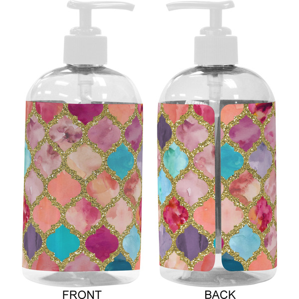 Glitter Moroccan Watercolor 16 oz Plastic Liquid Dispenser- Approval- White