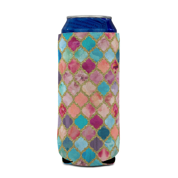 Glitter Moroccan Watercolor 16oz Can Sleeve - FRONT (on can)