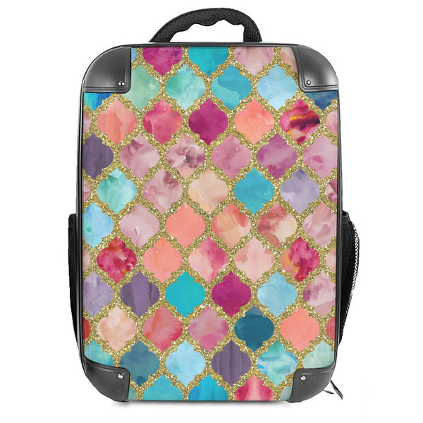 Custom Glitter Moroccan Watercolor 18" Hard Shell Backpack