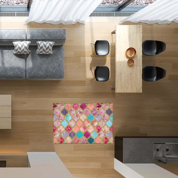 Glitter Moroccan Watercolor 2'x3' Indoor Area Rugs - IN CONTEXT