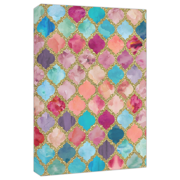 Custom Glitter Moroccan Watercolor Canvas Print - 20x30