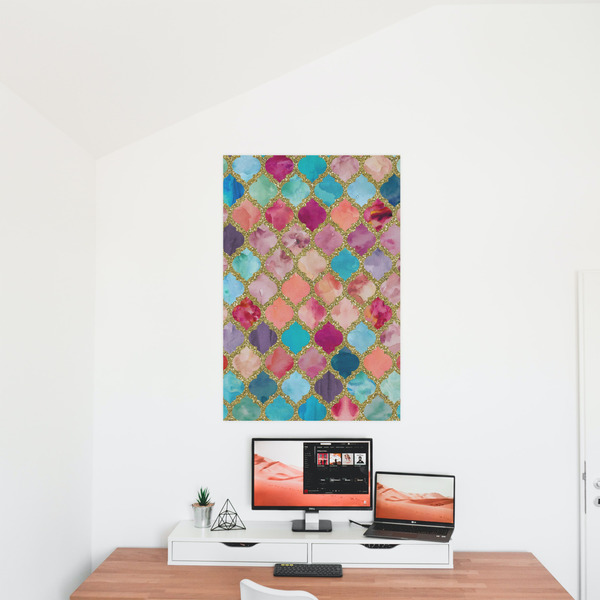 Glitter Moroccan Watercolor 24x36 - Matte Poster - On the Wall