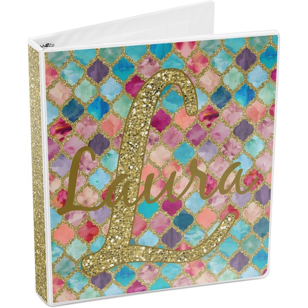 Glitter Moroccan Watercolor 3-Ring Binder 3/4 - Main