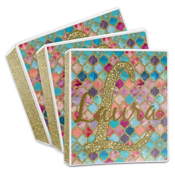 Glitter Moroccan Watercolor 3-Ring Binder Group